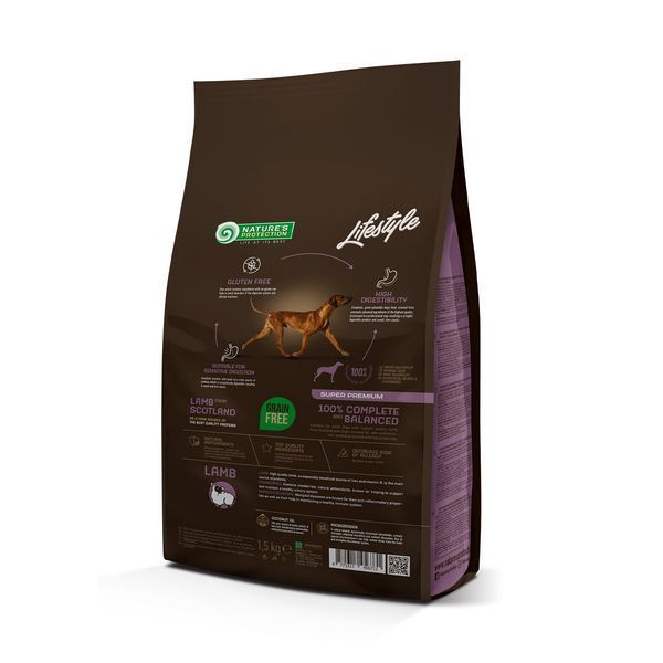 Сухий беззерновий корм з ягнятиною для дорослих собак всіх порід Lifestyle Grain Free Lamb Adult All Breeds 1,5кг NPLS45673 фото