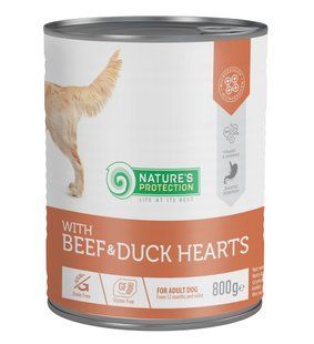 Влажный корм для взрослых собак с говядиной и утиным сердцем Nature's Protection with Beef & Duck Hearts 800 г KIK45605 фото