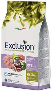 Exclusion Light Chicken Small Breed корм для взрослых собак мелких пород с избыточным весом и пониженной активностью или стерилизованных с курицей 500 г 5167 фото