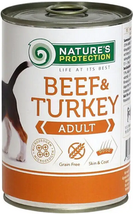Влажный корм для взрослых собак всех пород с говядиной и индейкой Nature's Protection Adult Beef&Turkey 400г KIK45097 фото