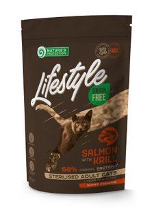 Сухой беззерновой корм для стерилизованых взрослых кошек с лососем Lifestyle Grain Free Salmon with krill Sterilised Adult Cat 400г NPLS45798 фото