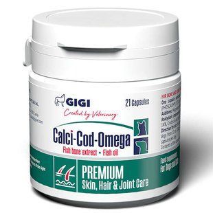 Gigi (Гиги) Calci-Cod-Omega - Витаминно-минеральный комплекс для суставов, хрящей, костей, шерсти и кожи для собак и кошек - 21 шт. GIG43035 фото