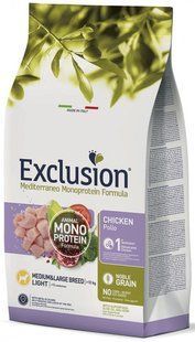 Exclusion Light Chicken Medium&Large Breed корм для собак з надмірною вагою середніх та великих порід з куркою 3 кг 5899 фото