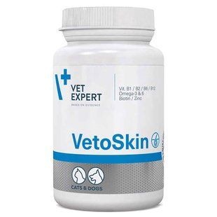 VetExpert (ВетЭксперт) VetoSkin - Пищевая добавка для здоровья кожи и шерсти кошек и собак - 60 капсул VE65825 фото