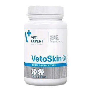 VetExpert (ВетЭксперт) VetoSkin Small breed&cat - Пищевая добавка для здоровья кожи и шерсти кошек и собак мелких пород - 60 капсул VE20894 фото