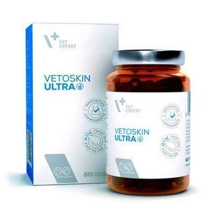 VetExpert (ВетЭксперт) VetoSkin Ultra - Пищевая добавка для комплексной поддержки и регенерации кожи и шерсти у кошек и собак - 60 капсул VE21123 фото